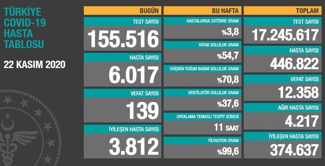 Koronavirüs salgınında yeni hasta sayısı 6017