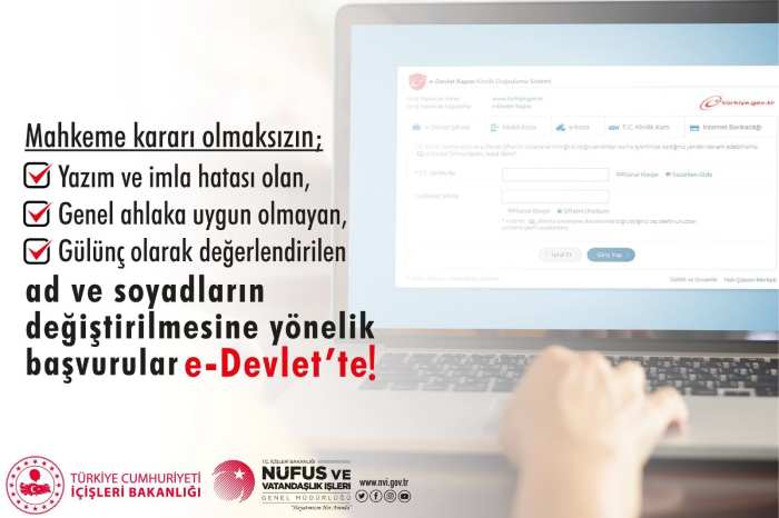 Ad ve Soyad Değişikliği Başvurusu e-Devlette