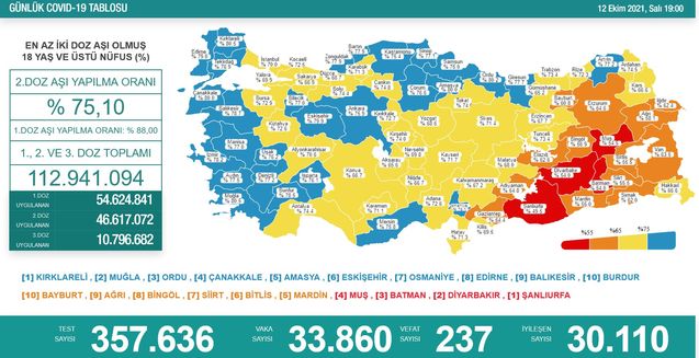 Koronavirüs salgınında yeni vaka sayısı 33 bin 860
