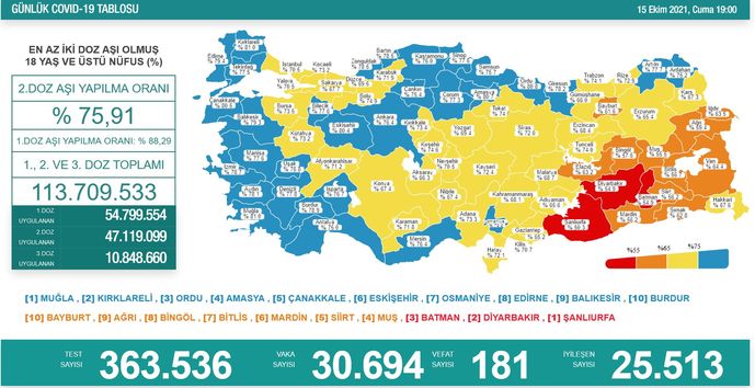 Koronavirüs salgınında yeni vaka sayısı 30 bin 694