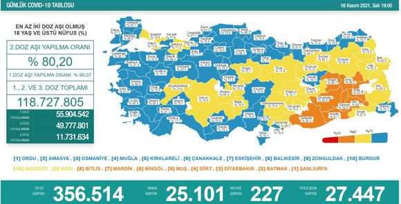 Koronavirüs salgınında yeni vaka sayısı 25 bin 101