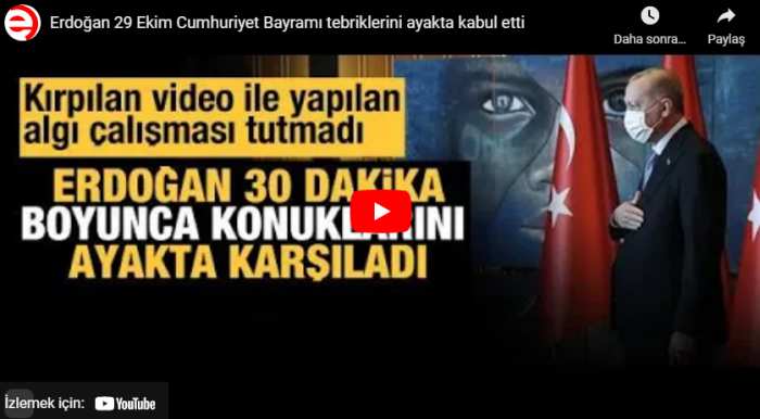 Erdoğan 29 Ekim Cumhuriyet Bayramı tebriklerini ayakta kabul etti