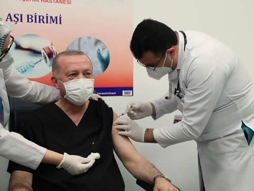 Cumhurbaşkanı Erdoğan, Koronavirüse karşı CoronaVac aşısı yaptırdı