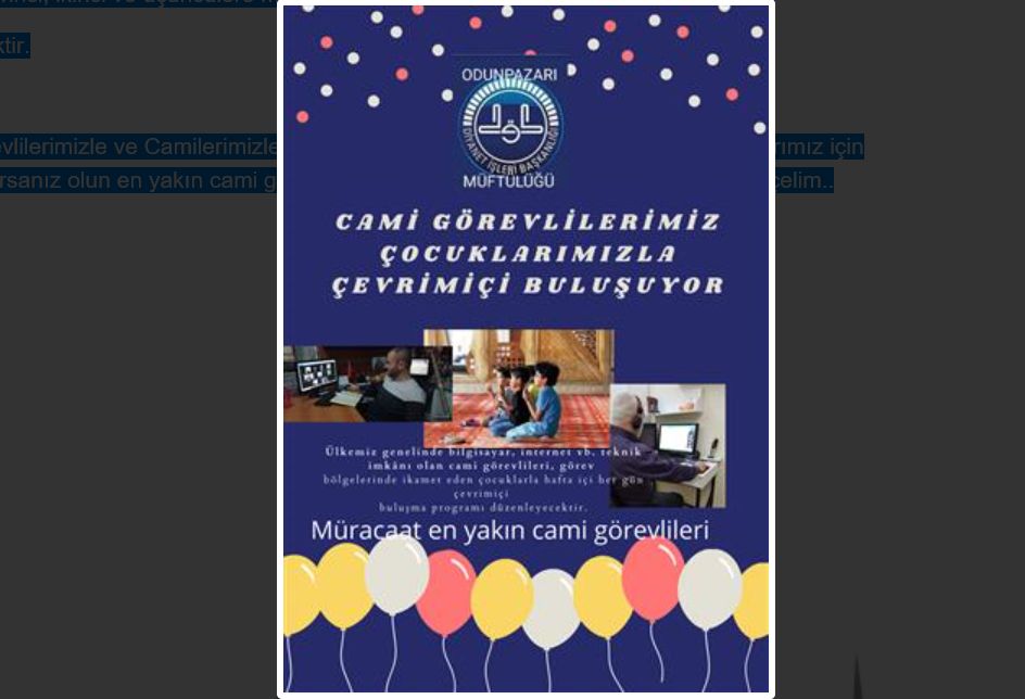 CAMİ GÖREVLİLERİMİZ ÇOCUKLARIMIZLA ÇEVRİMİÇİ BULUŞUYOR