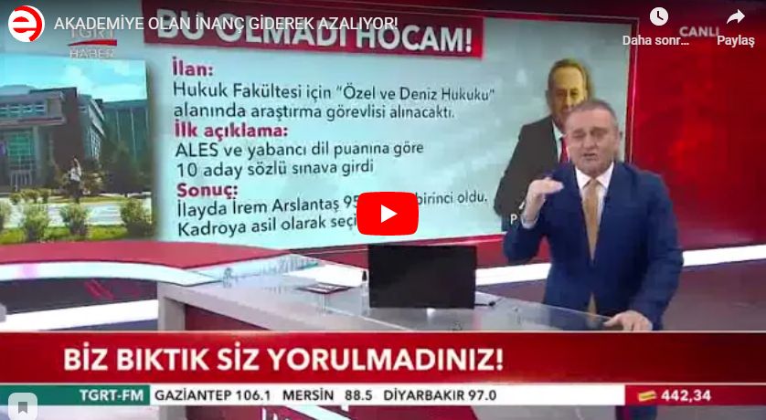 TGRT Yayınladı! AKADEMİYE OLAN İNANÇ GİDEREK AZALIYOR!