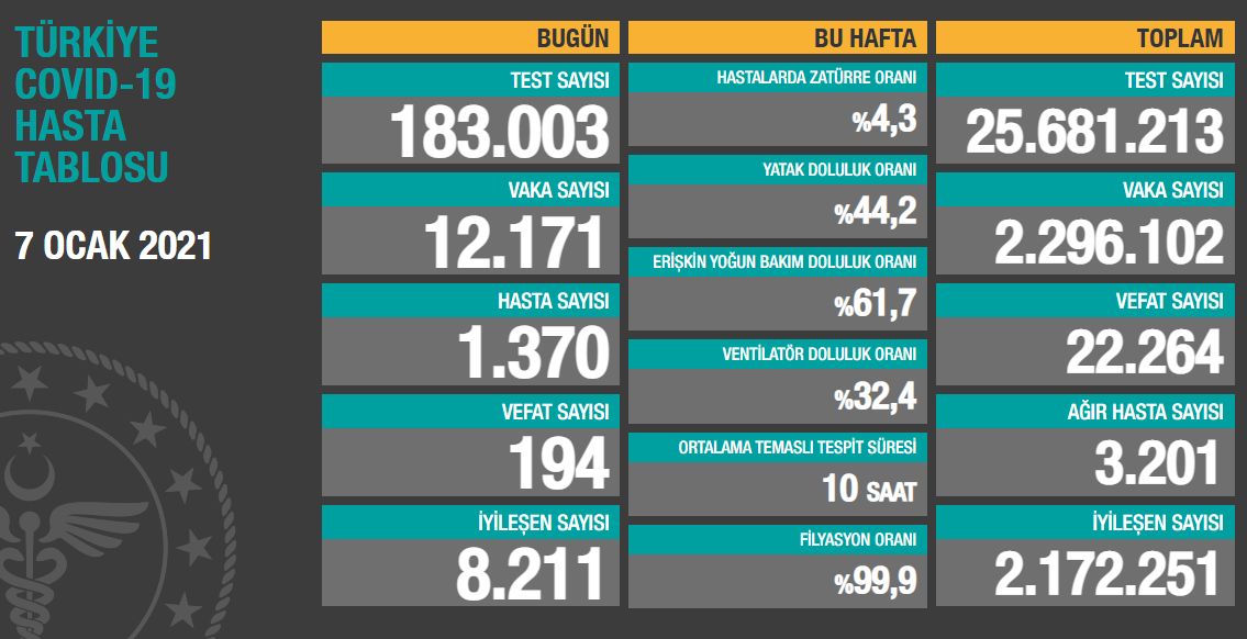 Koronavirüs salgınında yeni vaka sayısı 12 bin 171