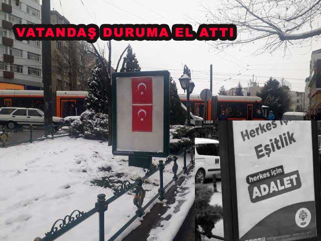 O Bilboarda TÜRK BAYRAĞI ASTILAR