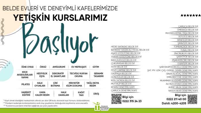 YETİŞKİN KURSLARI 34 NOKTADA BAŞLIYOR