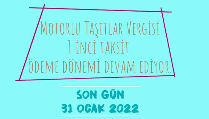 Motorlu Taşıtlar Vergisi 1. Taksit Ödeme Son Gün 31 Ocak