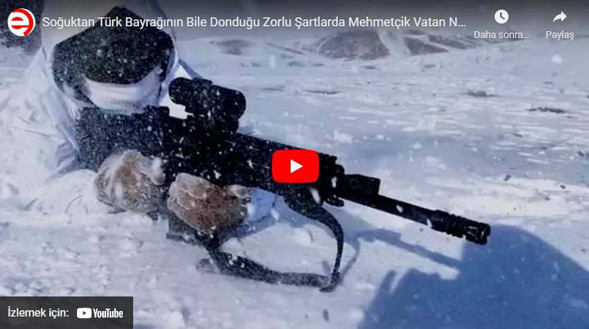 Soğuktan Türk Bayrağının Bile Donduğu Zorlu Şartlarda Mehmetçik Vatan Nöbetine Devam Ediyor