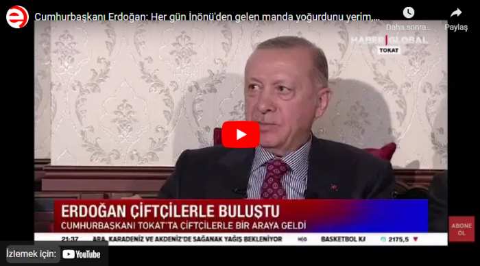 Cumhurbaşkanı Erdoğan: Her gün İnönü’den gelen manda yoğurdunu yerim, tavsiye ederim şifadır