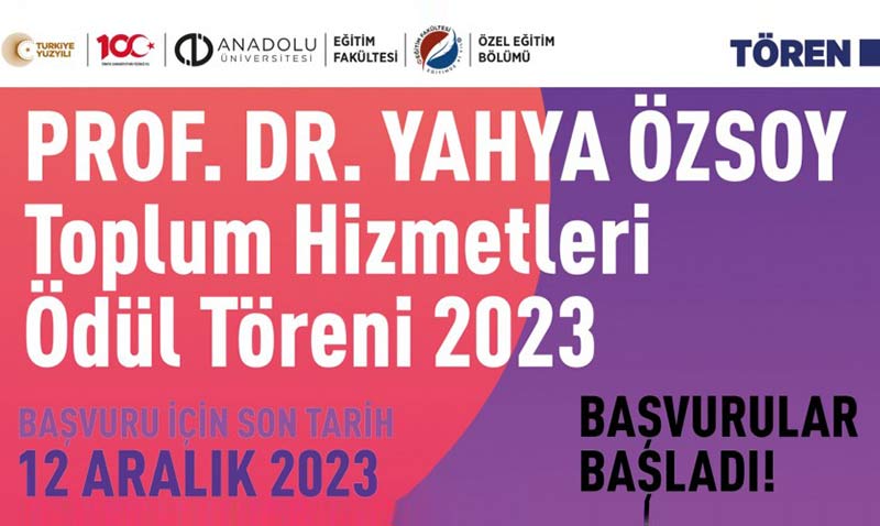 Prof. Dr. Yayha Özsoy Toplum Hizmetleri Ödül Töreni 2023 başvuruları başladı