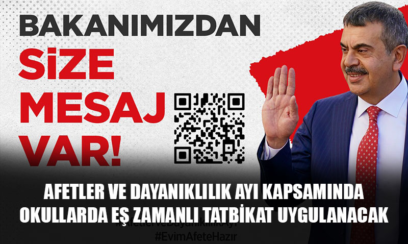 "Afetler ve Dayanıklılık Ayı" Kapsamında Tüm Okullarda Eş Zamanlı Tatbikat