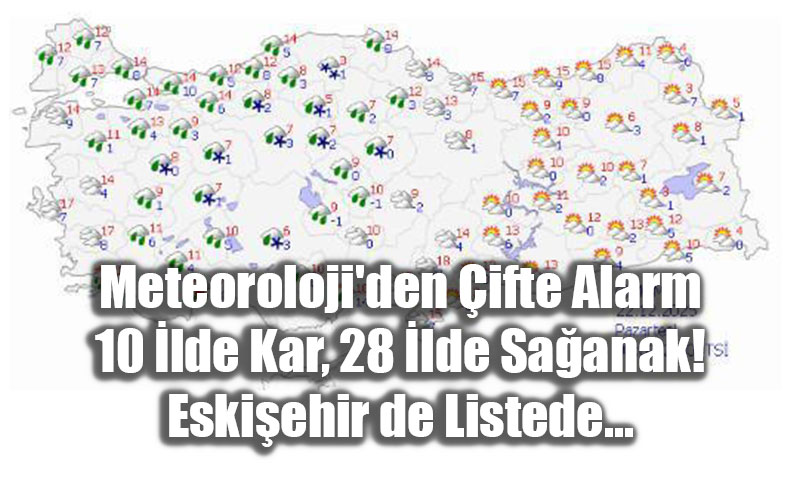 Meteoroloji’den �ifte Alarm: 10 �lde Kar, 28 �lde Sa�anak! Eski�ehir de Listede...