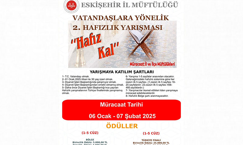 "Hafız Kal" temasıyla 2. hafızlık yarışması