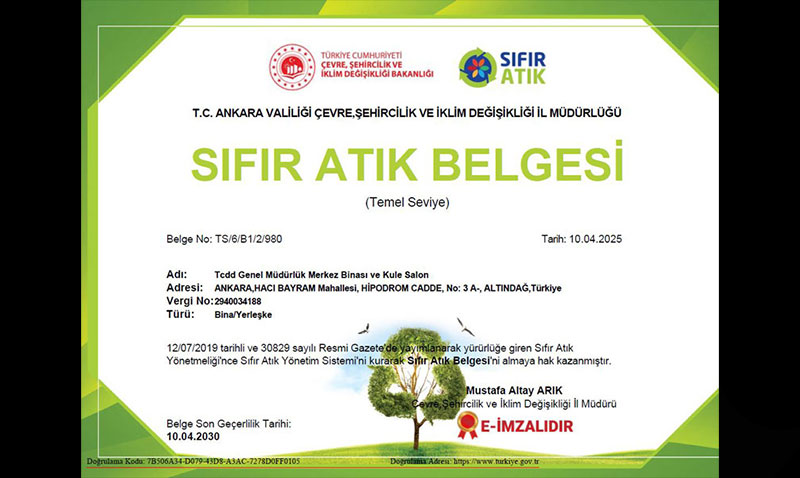 TCDD, SIFIR ATIK BELGES ALDI