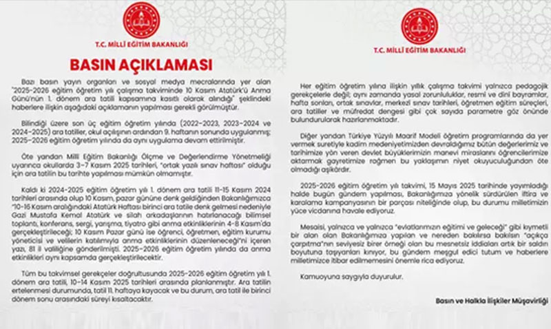 MEB’den 10 Kasm ddialarna Yant: "Ara Tatil Kastl Deil, Pedagojik ve Yasal Zorunluluktur"